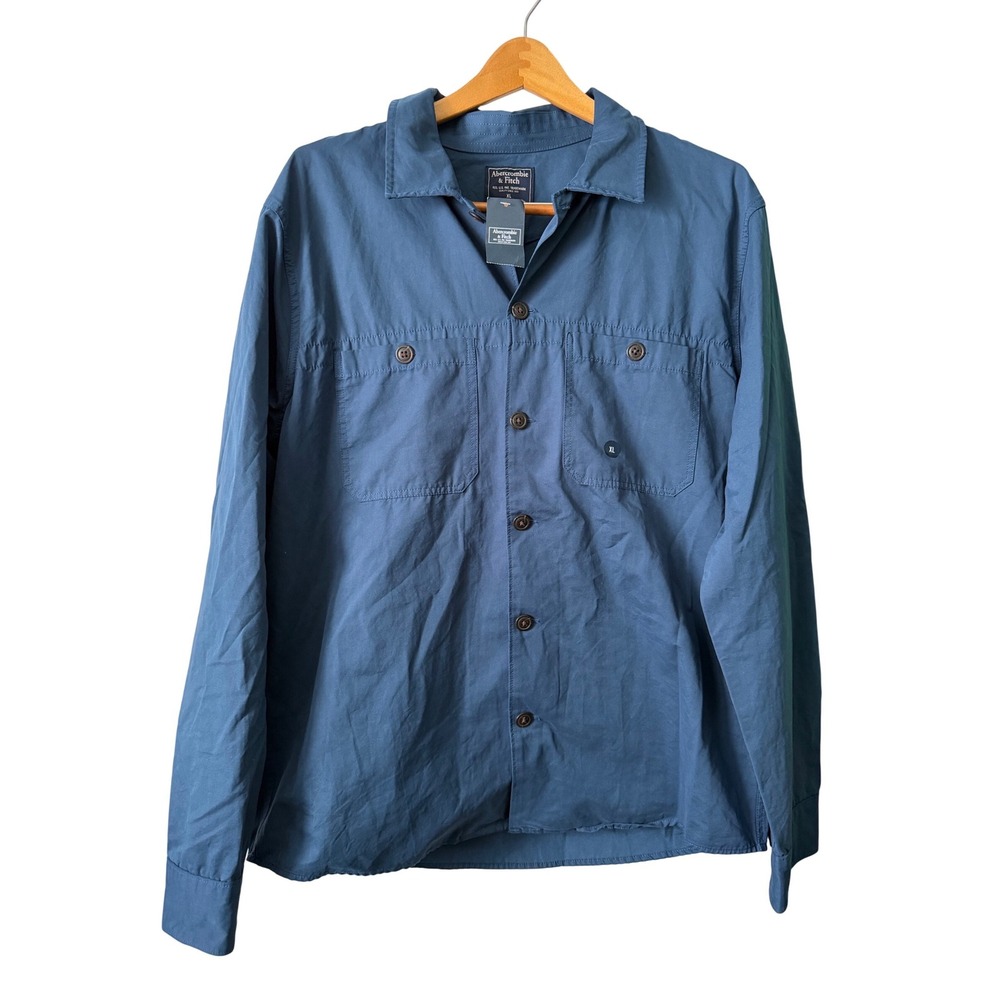 Abercrombie & Fitch Button Down Shirt‎ Mens XL Blue NEW Utility Long Sleeve 1171 - Picture 2 of 9